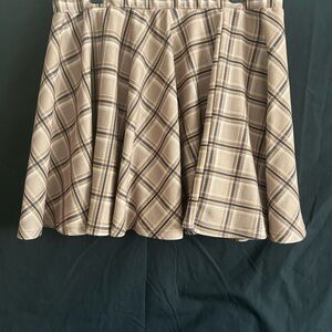 Tan Pleated Mini Skater Skirt for Casual Wear